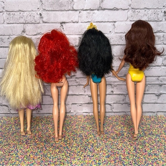 Disney Princess Dolls Belle Ariel Rapunzel Jasmine Lot of 4 Dolls Mattel Hasbro - Picture 2 of 11